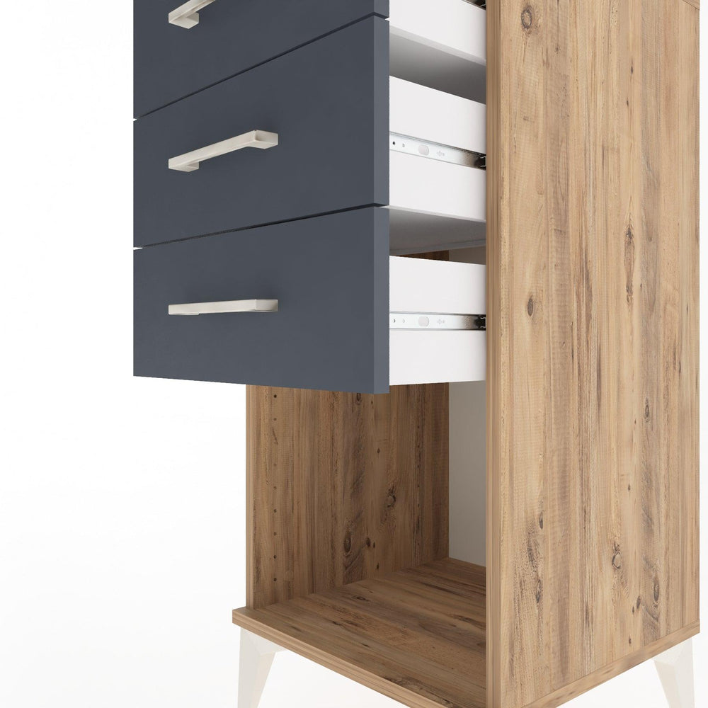 Woodntry Modular Nightstand Pine 44x44x84 cm with Drawers and Shelves CR18-3