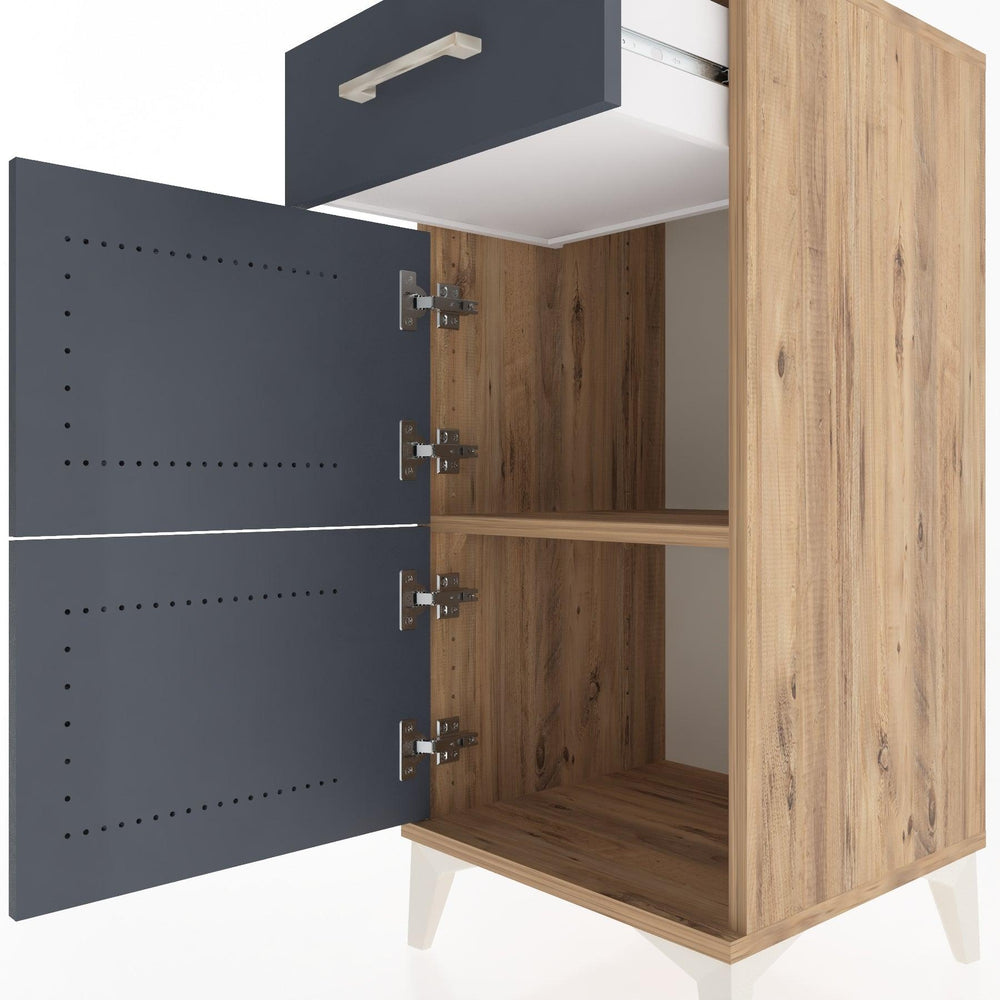 Woodntry Modular Nightstand Pine 44x44x84 cm with Cover and Drawer KC40-3