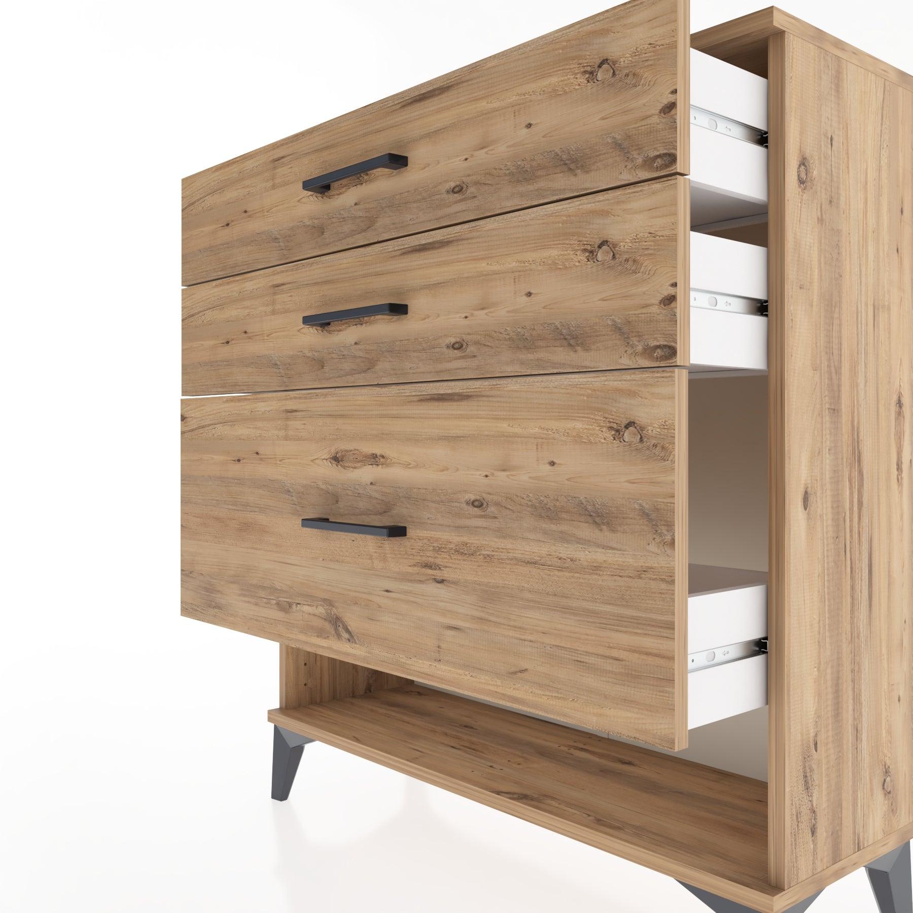 Woodntry Modular Dresser Pine 88x30x84 cm with Drawers and Shelves CR18-3