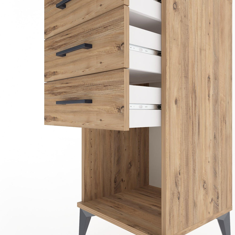 Woodntry Modular Nightstand Pine 44x44x84 cm with Drawers and Shelves CR18-3