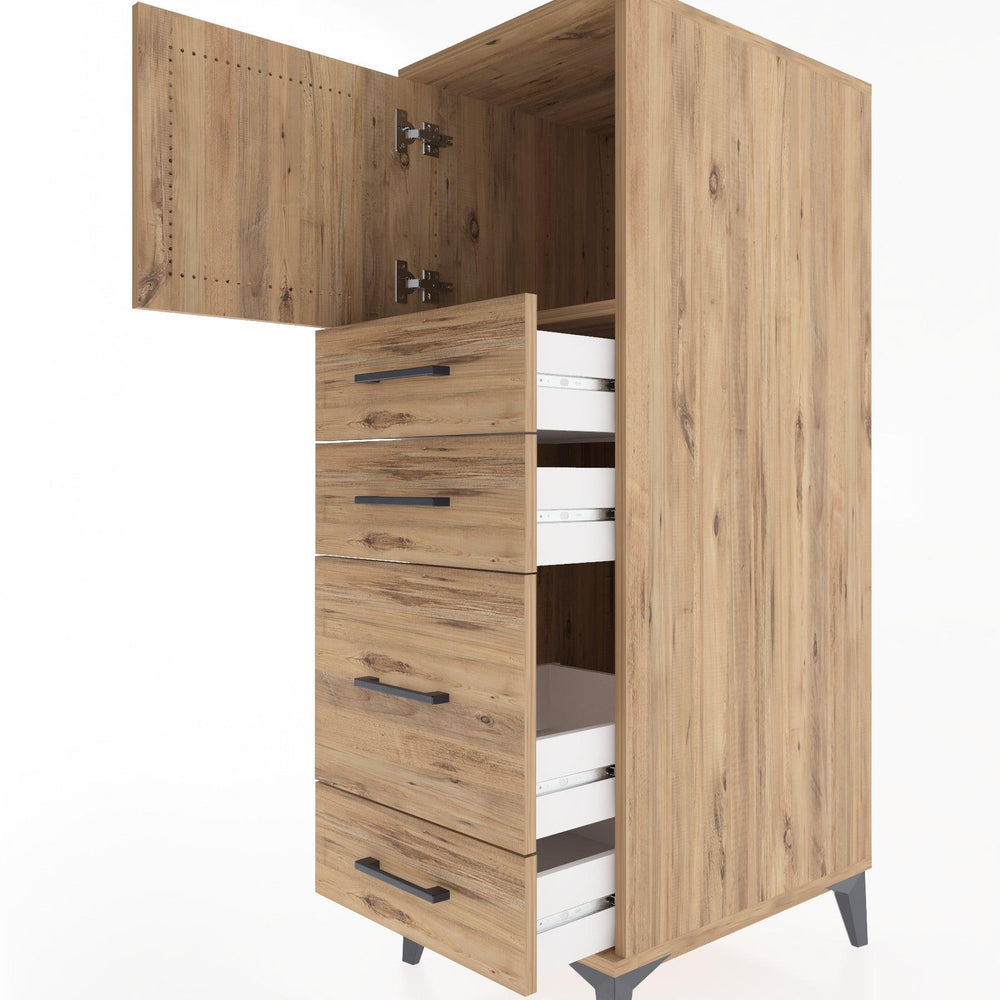 Woodntry Modular Cabinet Pine 44x59x122 cm with Doors and Drawers KC18-3