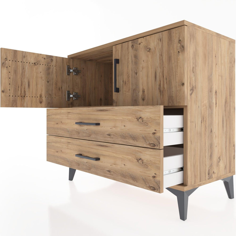 Woodntry Modüler Şifonyer Çam 88x44x68 cm Kapaklı ve Çekmeceli KC18-3