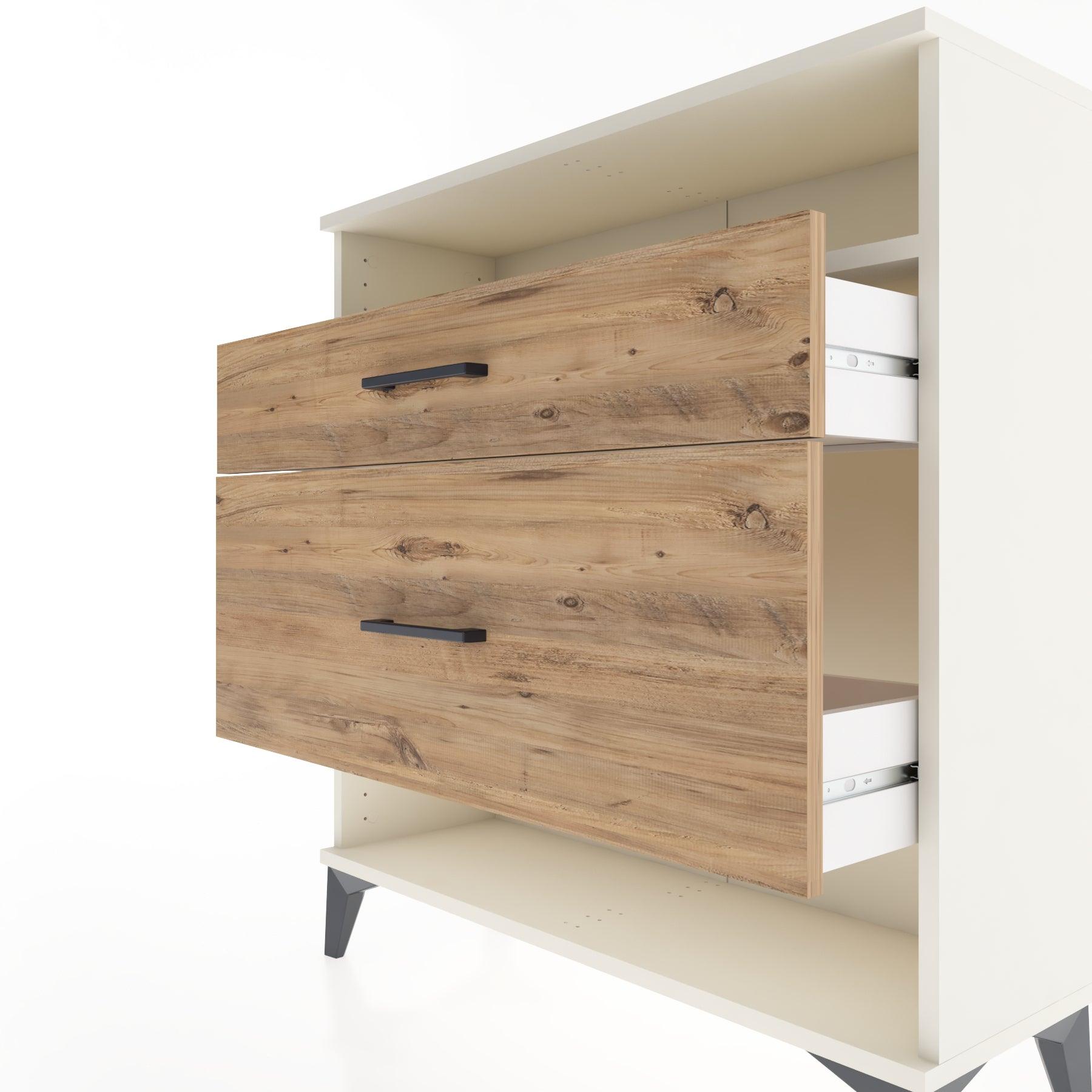 Woodntry Modular Dresser Moonstone 88x30x84 cm with Drawers and Shelves CR19-1