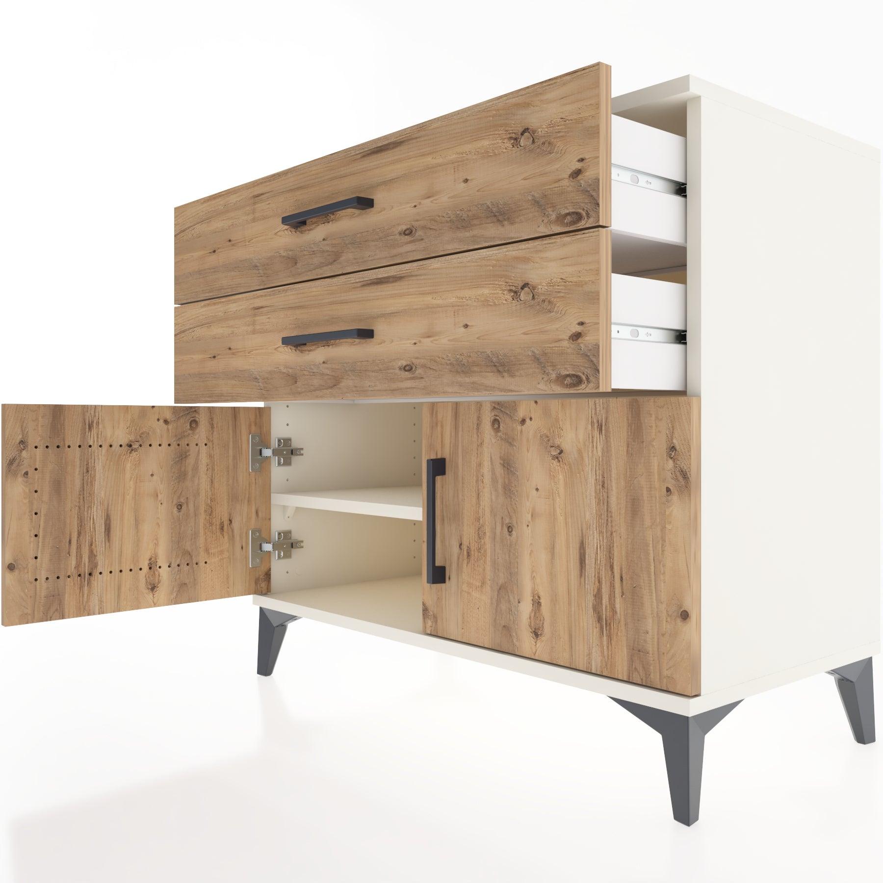 Woodntry Modüler Şifonyer Aytaşı 88x44x68 cm Kapaklı ve Çekmeceli KC19-1