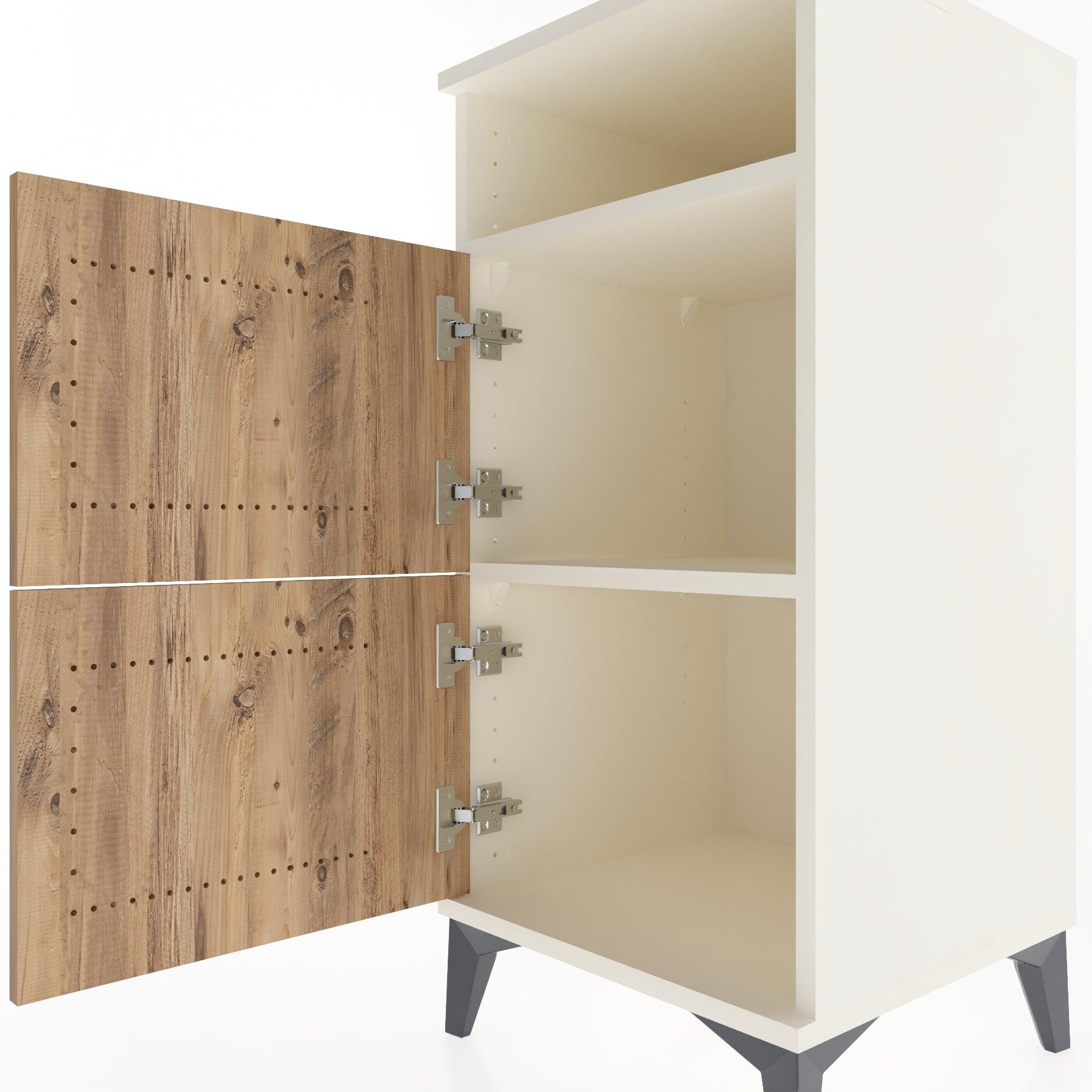 Woodntry Modular Nightstand Moonstone 44x44x84 cm with Cover and Shelf KR41-1