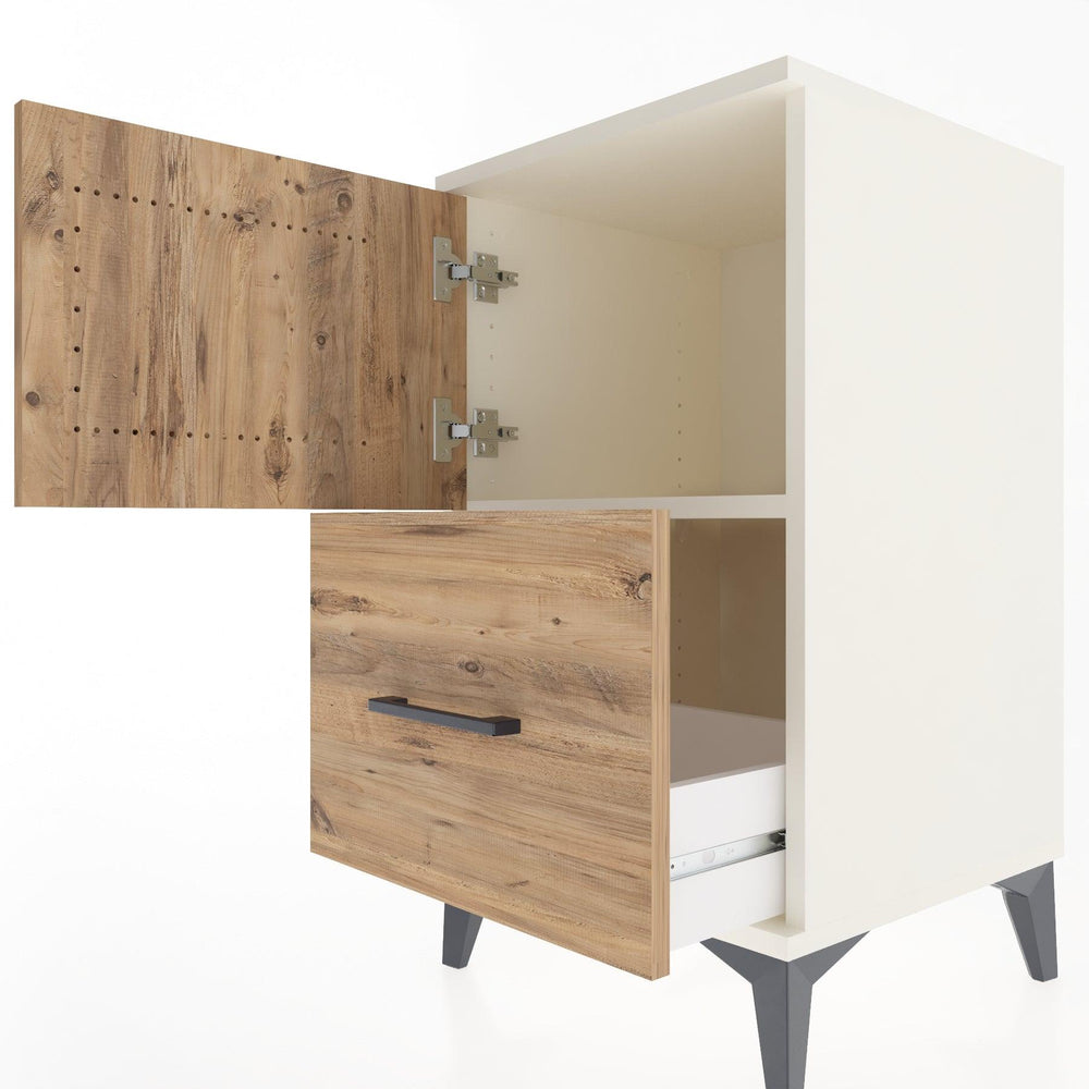 Woodntry Modular Nightstand Moonstone 44x44x68 cm with Cover and Drawer KC19-1