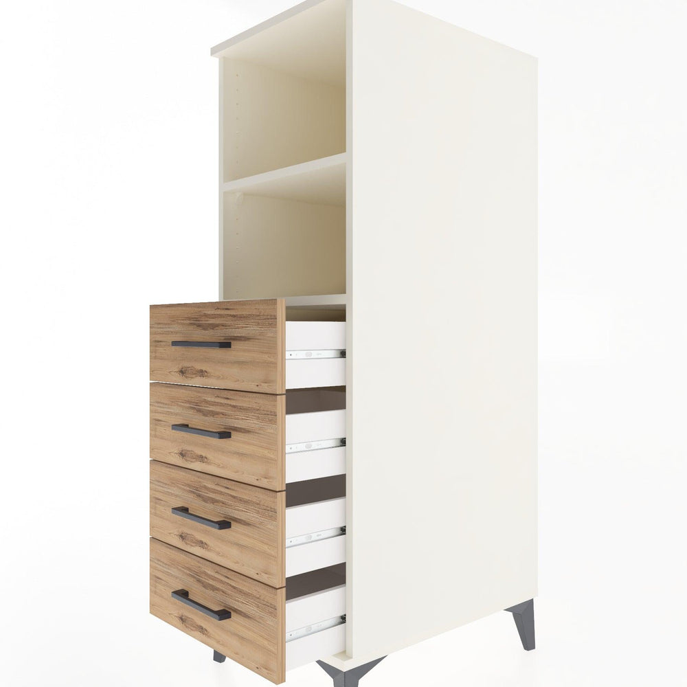 Woodntry Modüler Dolap Aytaşı 44x59x122 cm Çekmeceli ve Raflı CR119-1