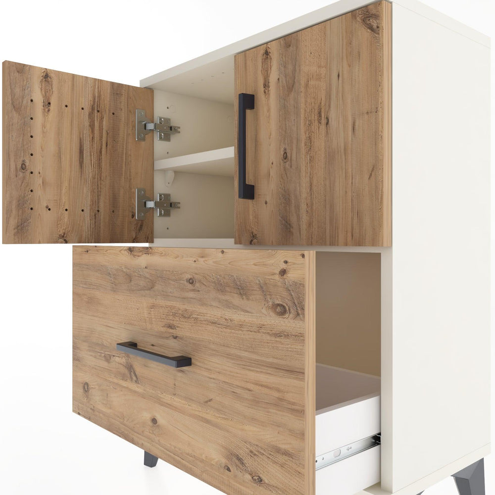 Woodntry Modular Nightstand Moonstone 60x30x68 cm with Cover and Drawer KC19-1