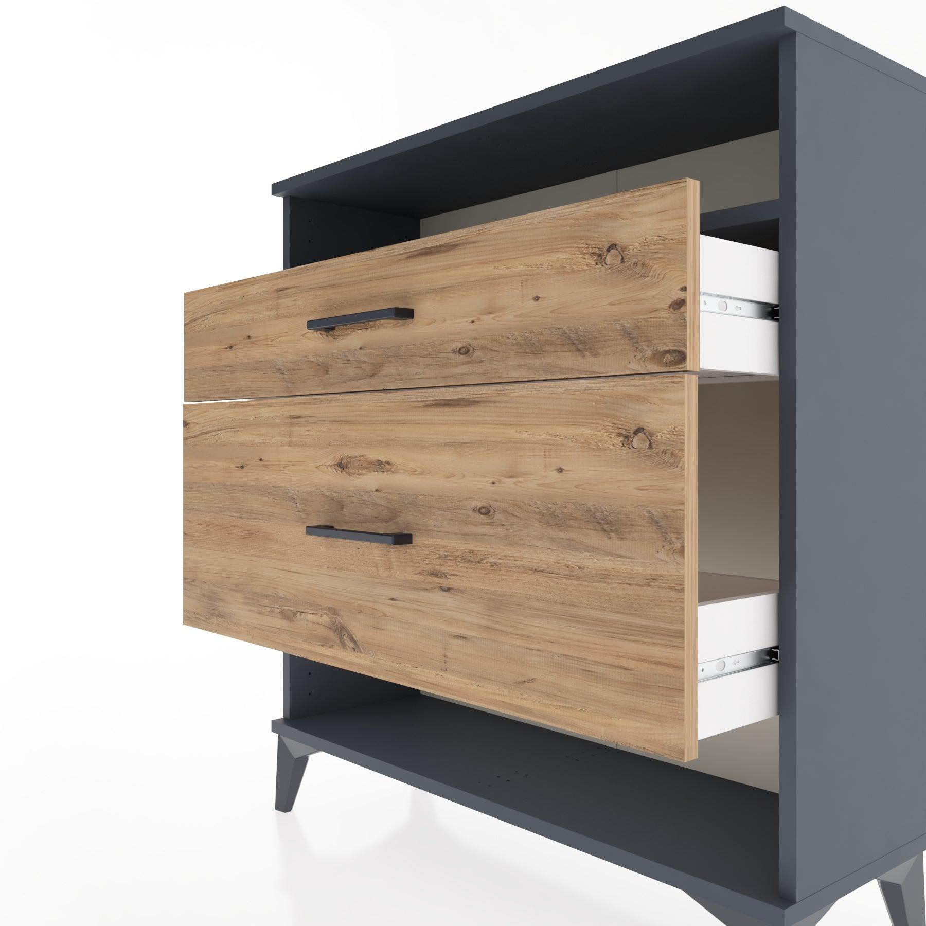 Woodntry Modular Dresser Anthracite 88x30x84 cm with Drawers and Shelves CR19-2