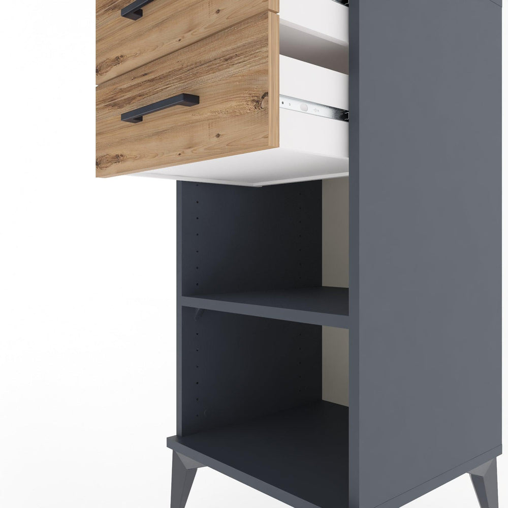 Woodntry Modular Nightstand Anthracite 44x44x84 cm with Drawers and Shelves CR19-2