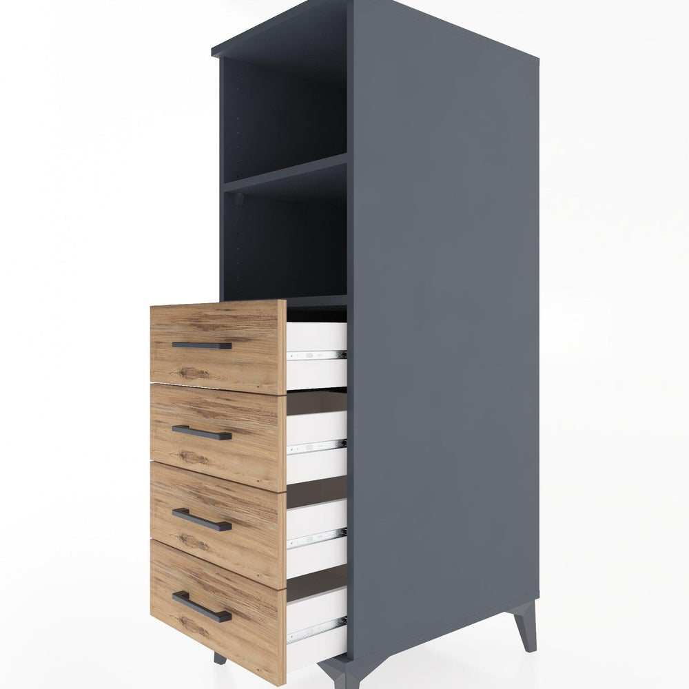 Woodntry Modular Cabinet Anthracite 44x30x122 cm with Drawers and Shelves CR119-2