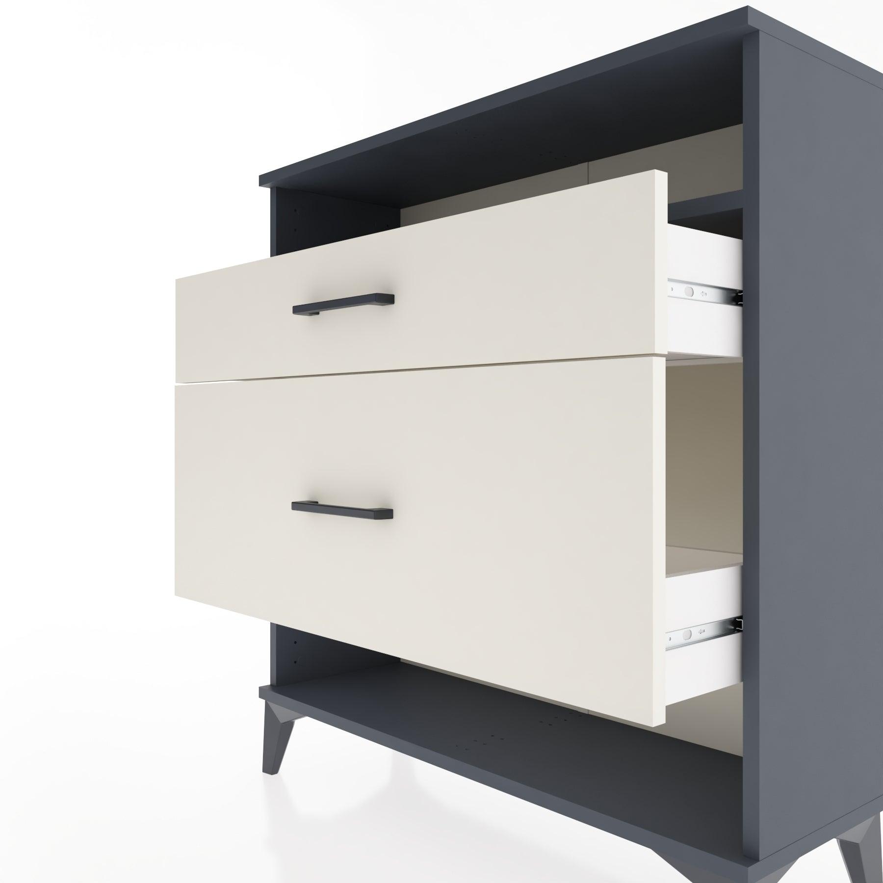 Woodntry Modular Dresser Anthracite 88x30x84 cm with Drawers and Shelves CR19-2