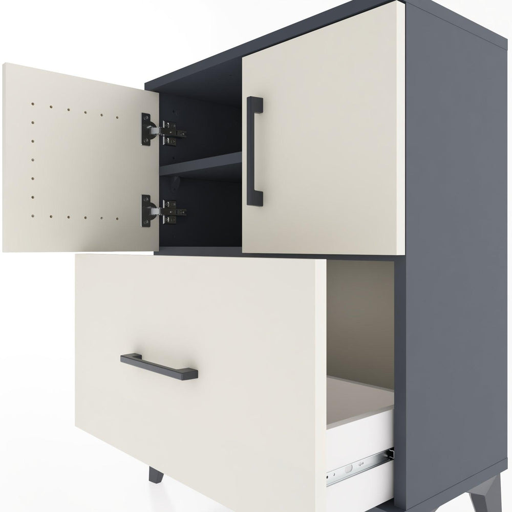 Woodntry Modular Nightstand Anthracite 60x30x68 cm with Cover and Drawer KC19-2