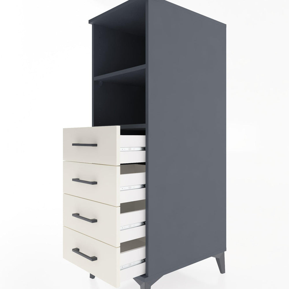 Woodntry Modular Cabinet Anthracite 44x30x122 cm with Drawers and Shelves CR119-2