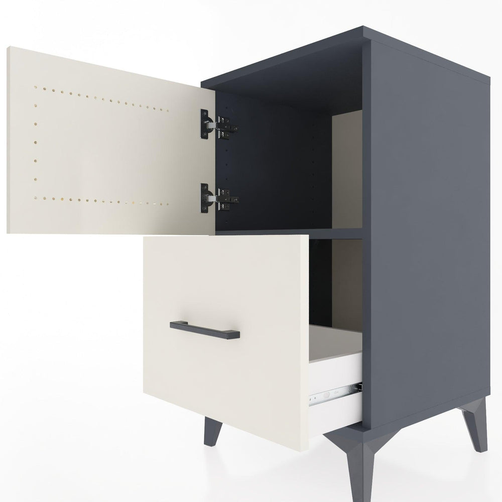 Woodntry Modular Nightstand Anthracite 44x44x68 cm with Cover and Drawer KC19-2