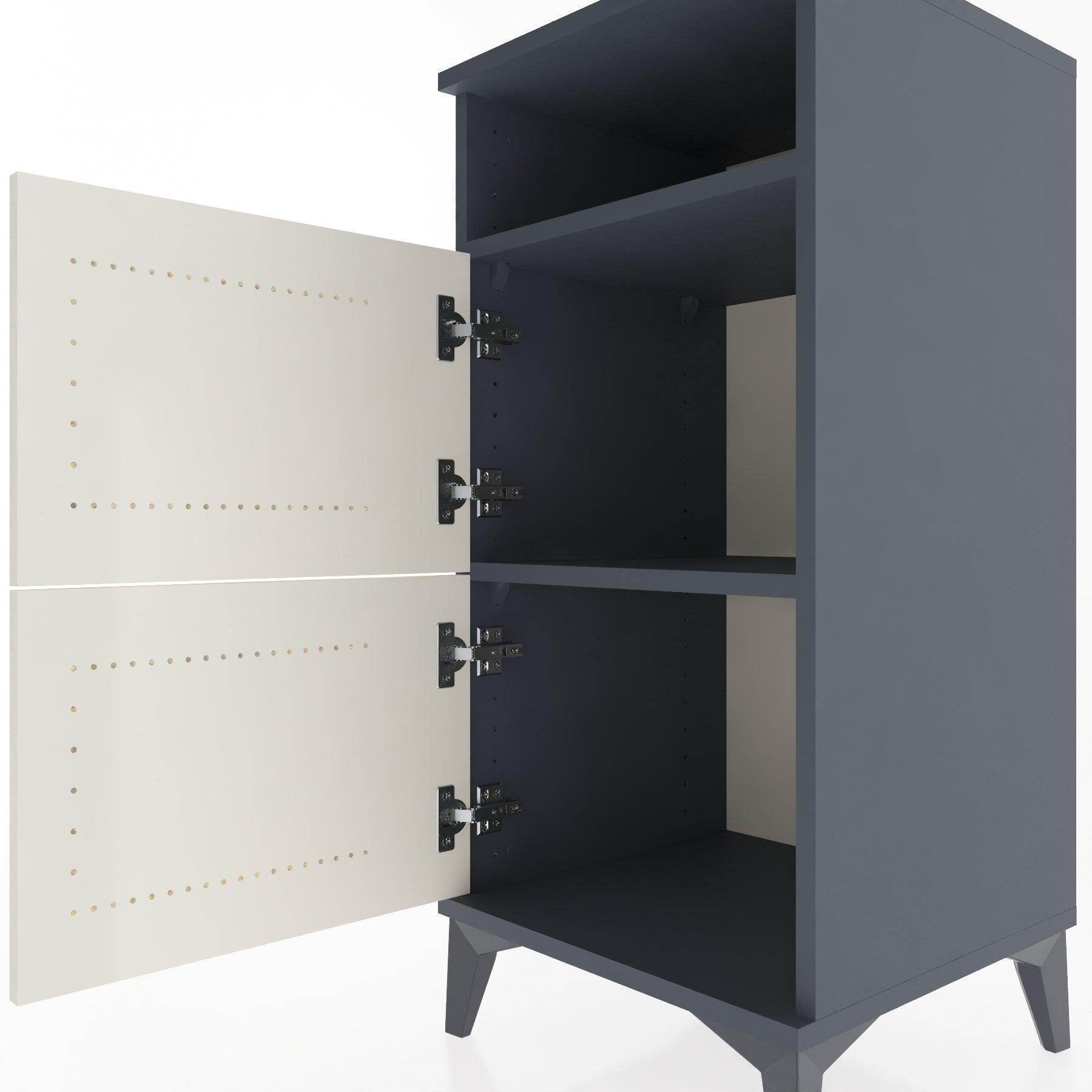 Woodntry Modular Nightstand Anthracite 44x44x84 cm with Cover and Shelf KR41-2
