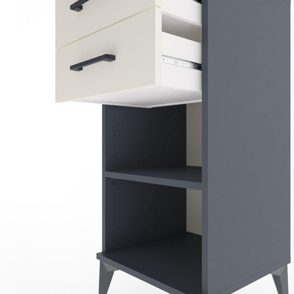 Woodntry Modular Nightstand Anthracite 44x44x84 cm with Drawers and Shelves CR19-2