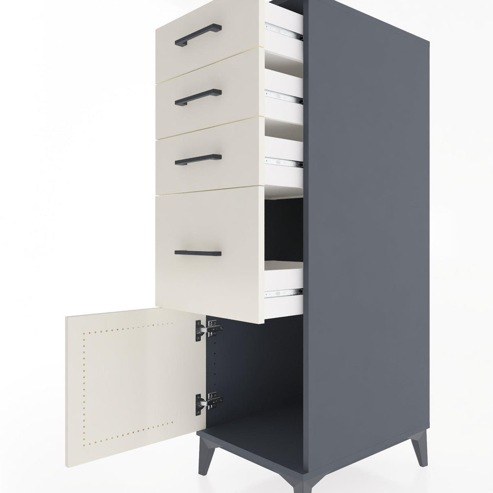 Woodntry Modular Cabinet Anthracite 44x30x122 cm with Doors and Drawers KC19-2