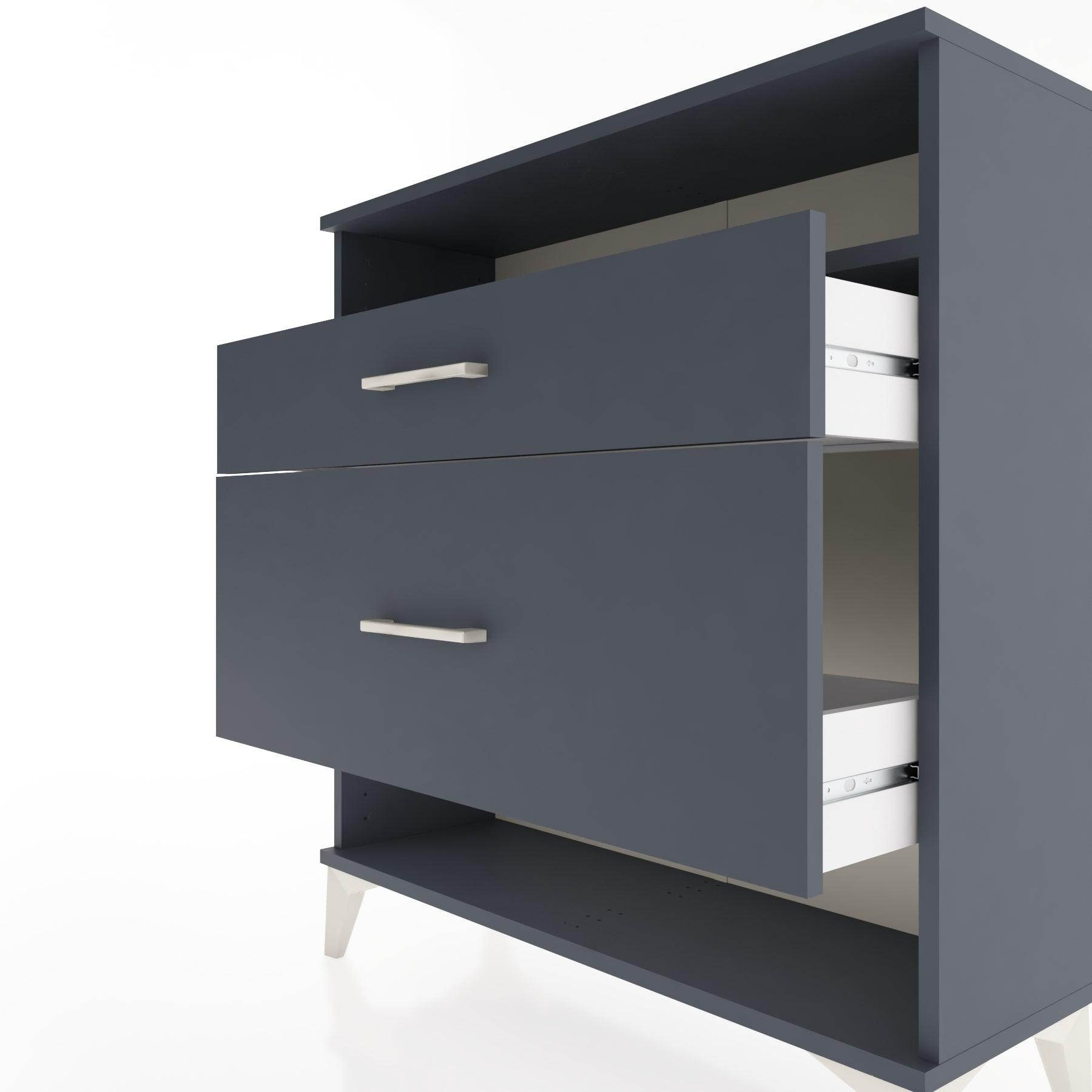 Woodntry Modular Dresser Anthracite 88x30x84 cm with Drawers and Shelves CR19-2