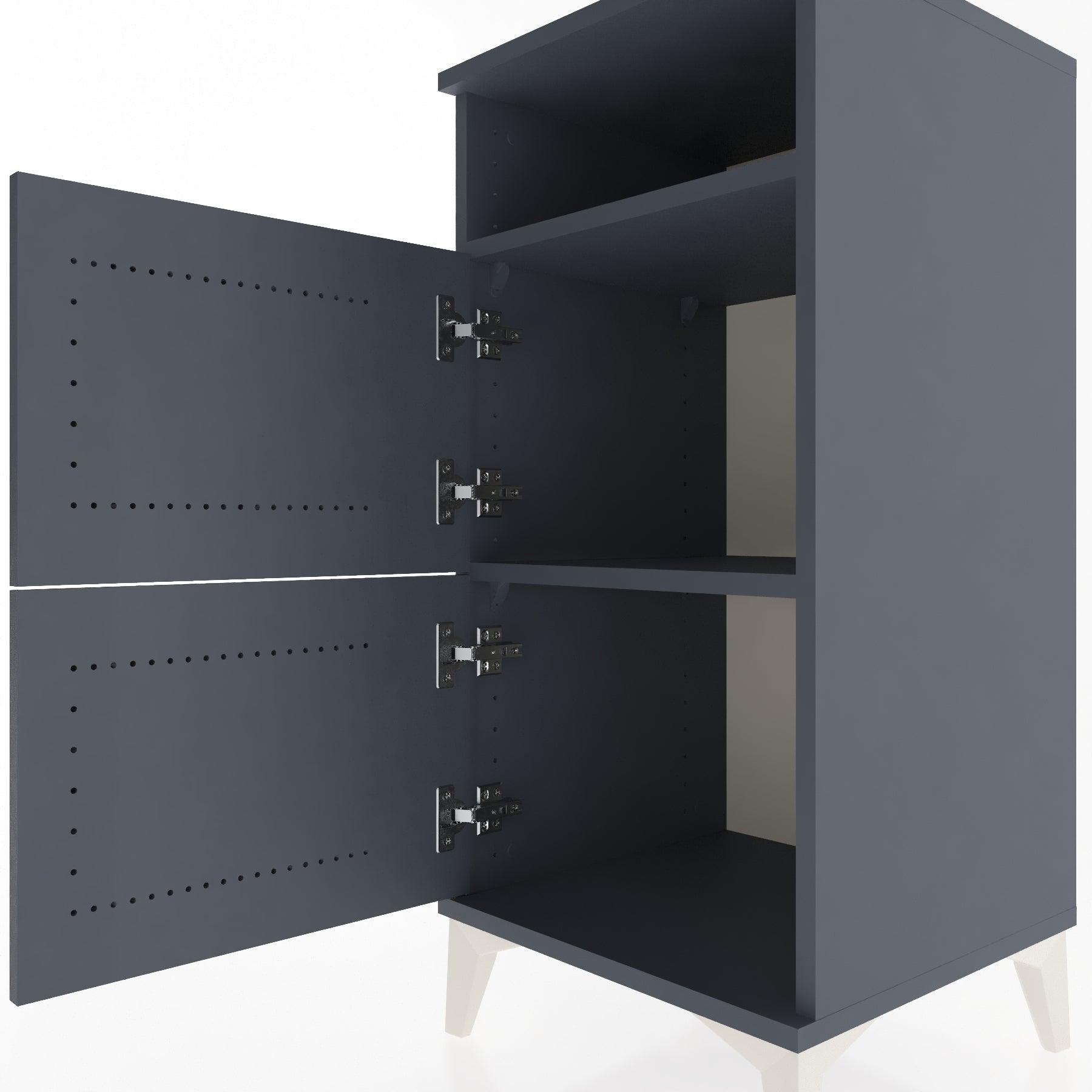 Woodntry Modular Nightstand Anthracite 44x44x84 cm with Cover and Shelf KR41-2