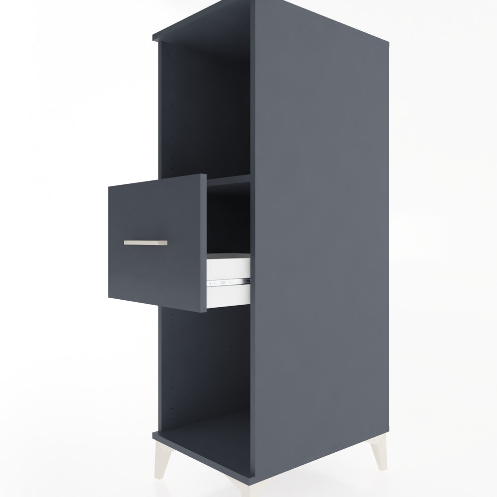 Woodntry Modüler Dolap Antrasit 44x59x122 cm Çekmeceli ve Raflı CR69-2