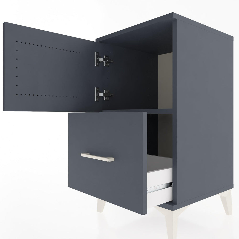 Woodntry Modular Nightstand Anthracite 44x44x68 cm with Cover and Drawer KC19-2