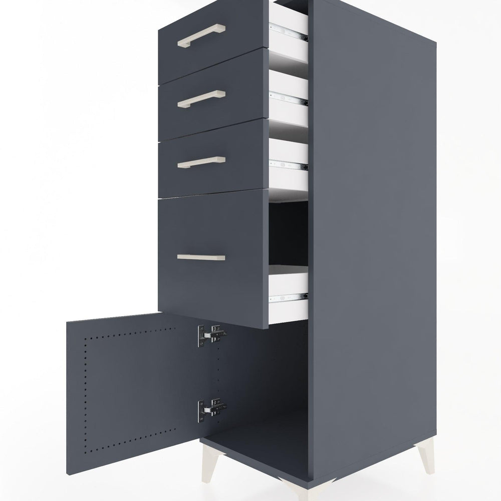 Woodntry Modular Cabinet Anthracite 44x30x122 cm with Doors and Drawers KC19-2