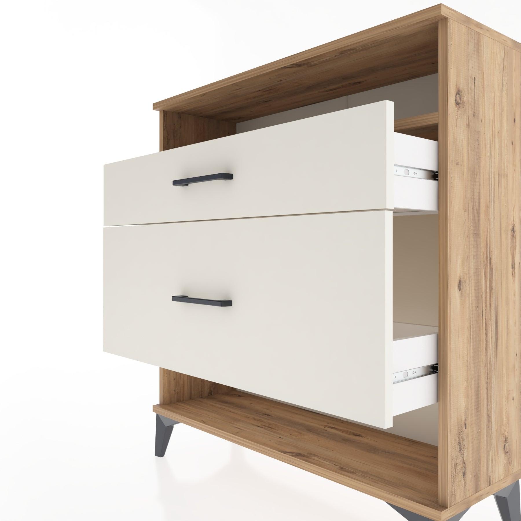 Woodntry Modular Dresser Pine 88x30x84 cm with Drawers and Shelves CR19-3