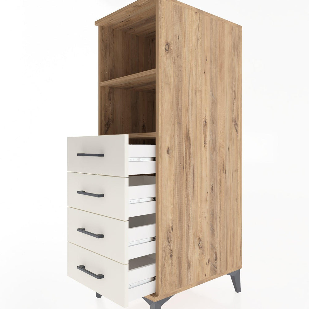 Woodntry Modüler Dolap Çam 44x30x122 cm Çekmeceli ve Raflı CR119-3