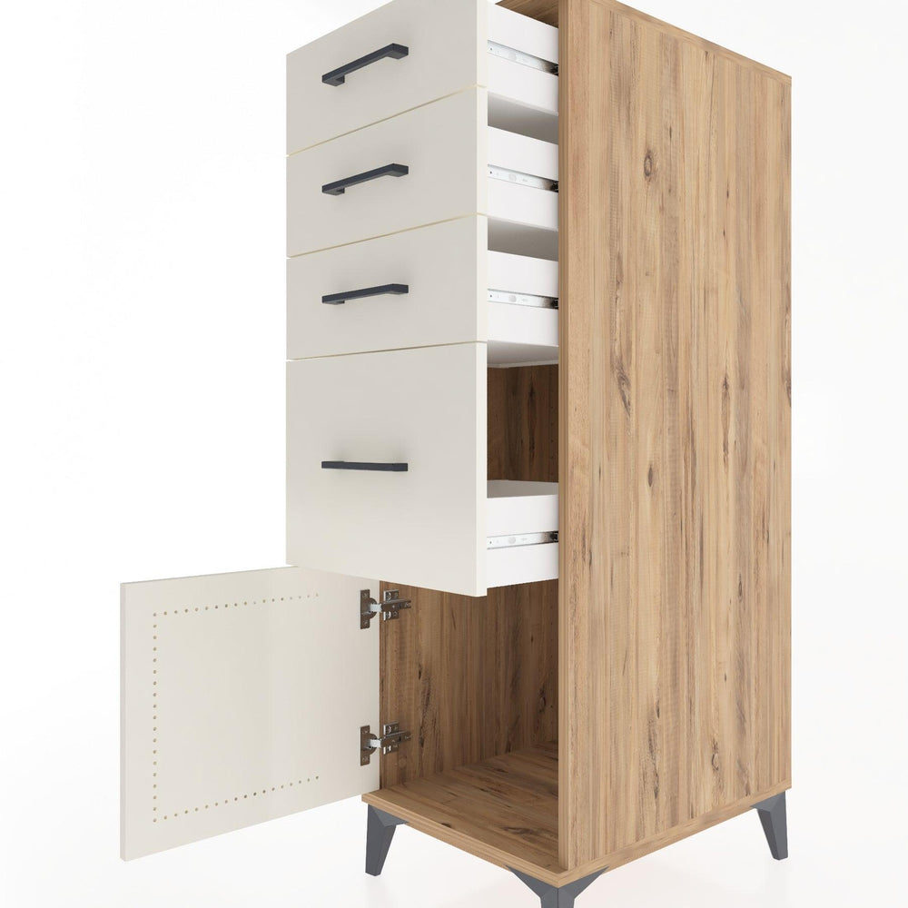 Woodntry Modular Cabinet Pine 44x59x122 cm with Doors and Drawers KC19-3