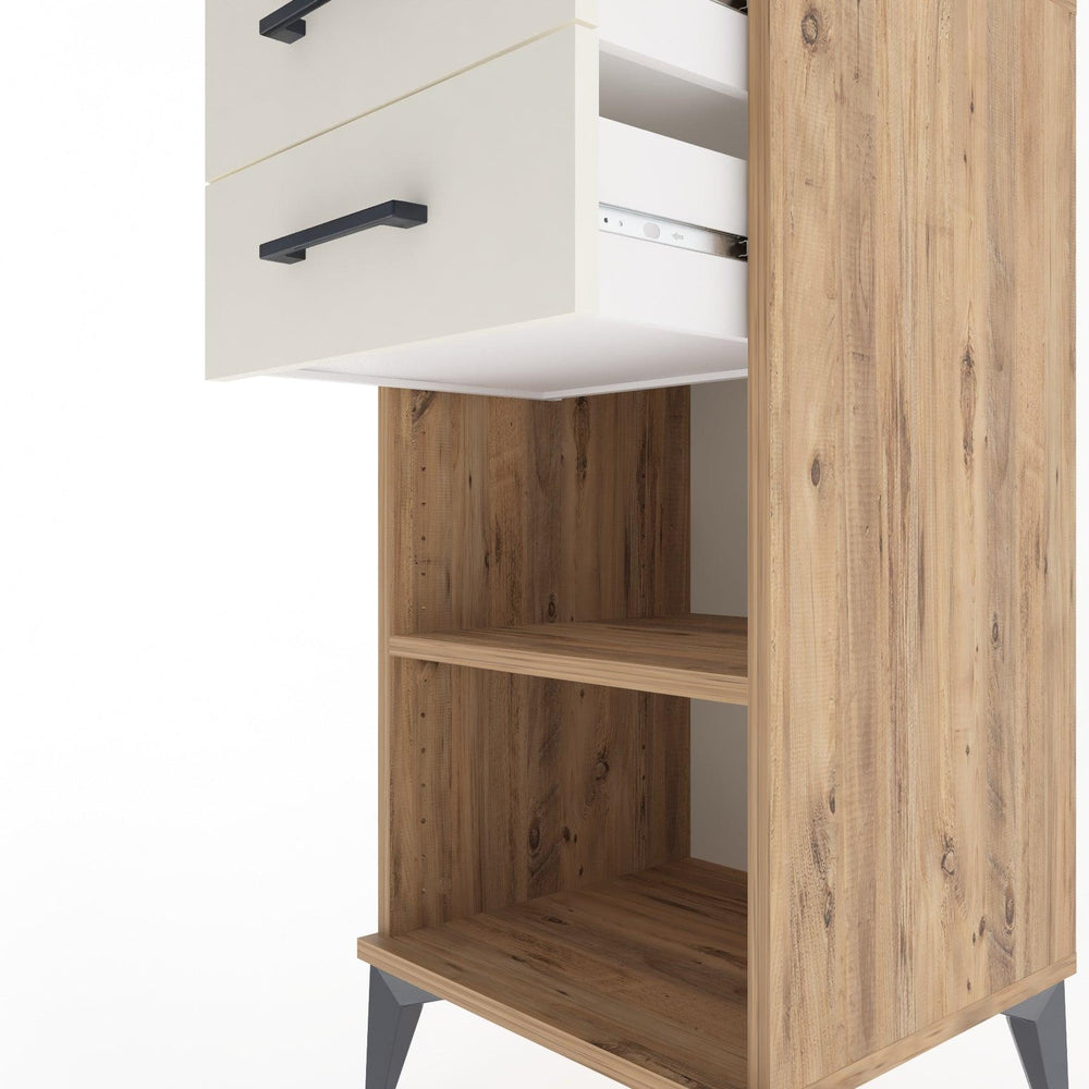 Woodntry Modular Nightstand Pine 44x44x84 cm with Drawers and Shelves CR19-3