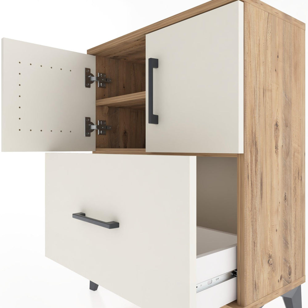 Woodntry Modüler Komodin Çam 60x30x68 cm Kapaklı ve Çekmeceli KC19-3