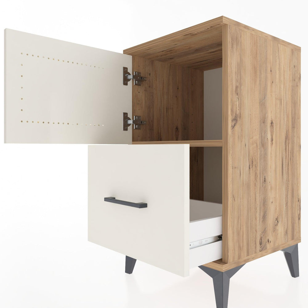 Woodntry Modular Nightstand Pine 44x44x68 cm with Cover and Drawer KC19-3