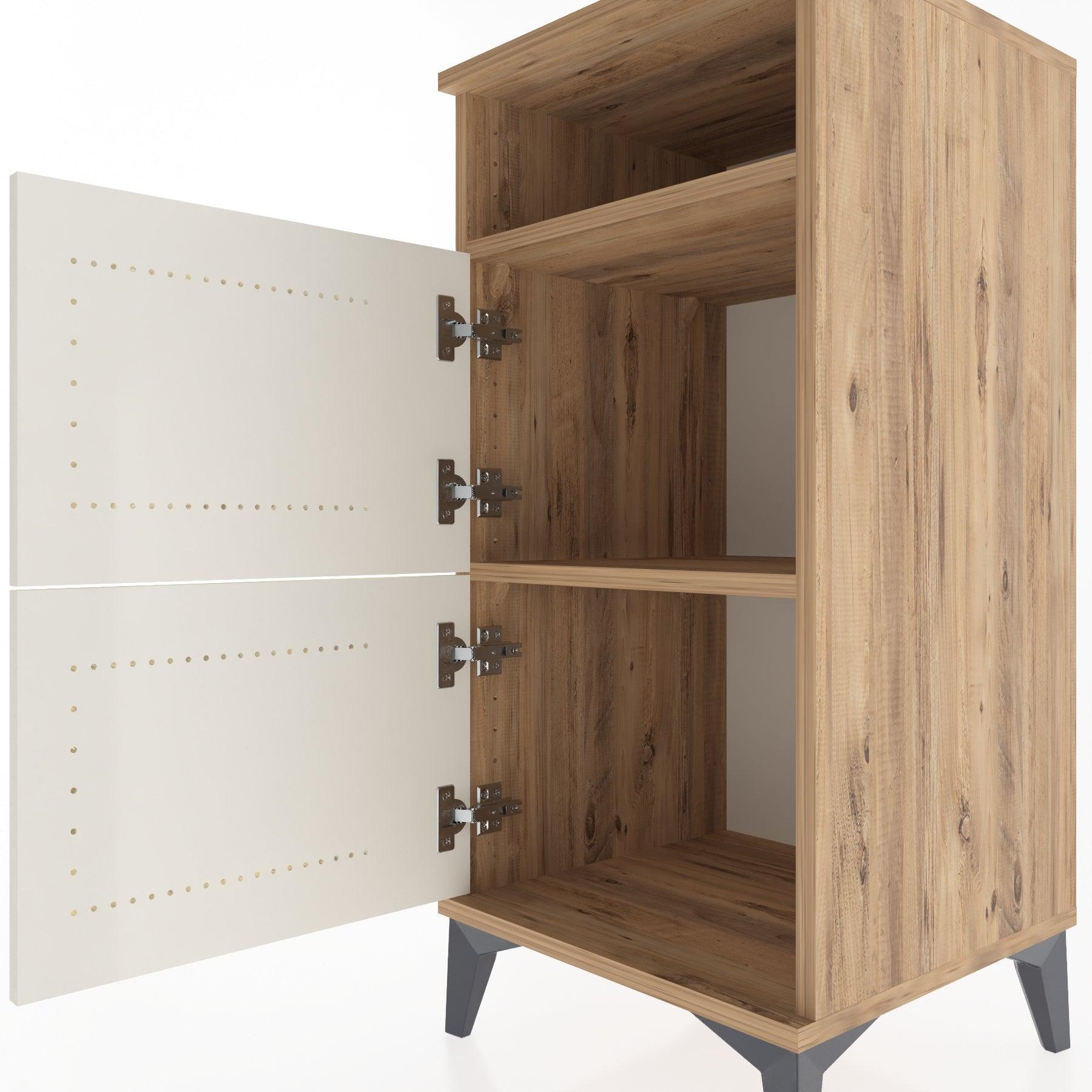 Woodntry Modular Nightstand Pine 44x44x84 cm with Cover and Shelf KR41-3