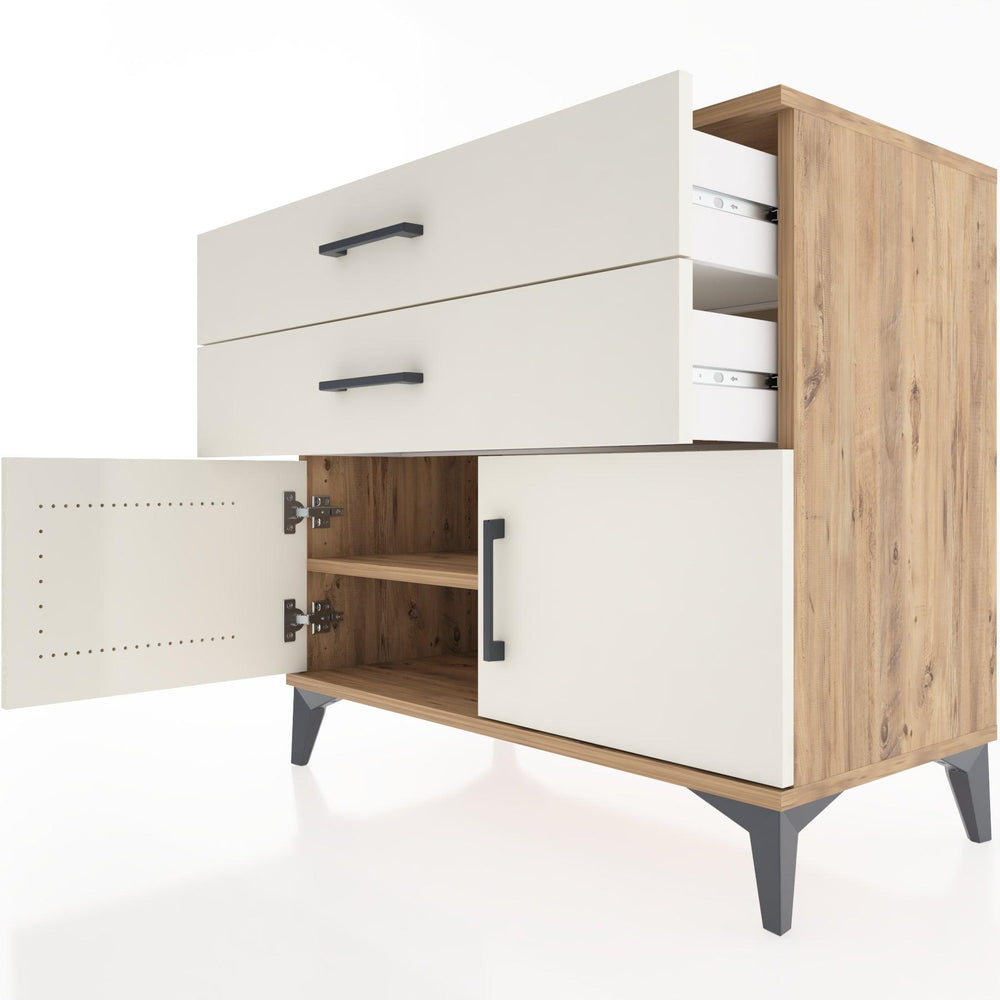 Woodntry Modüler Şifonyer Çam 88x44x68 cm Kapaklı ve Çekmeceli KC19-3