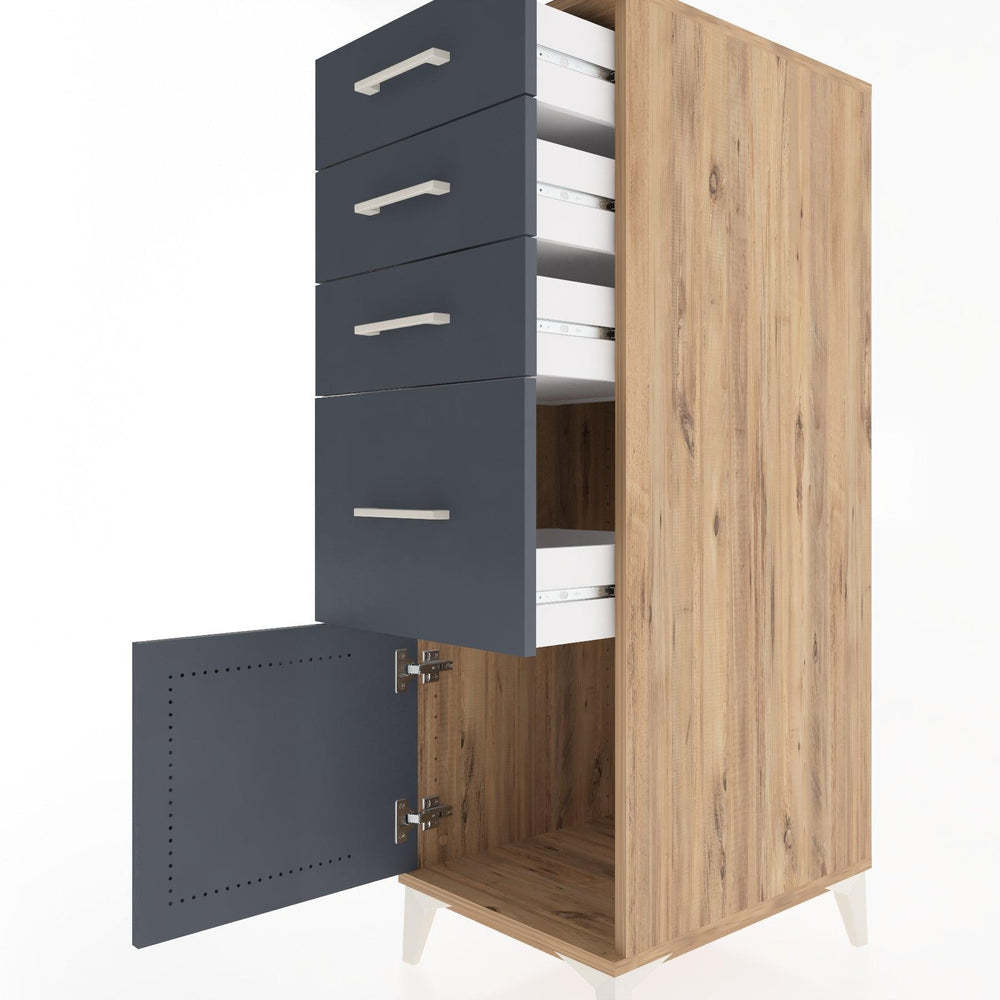 Woodntry Modular Cabinet Pine 44x30x122 cm with Doors and Drawers KC19-3