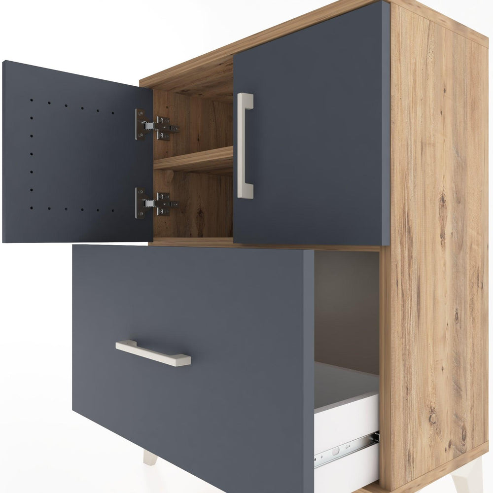 Woodntry Modüler Komodin Çam 60x30x68 cm Kapaklı ve Çekmeceli KC19-3