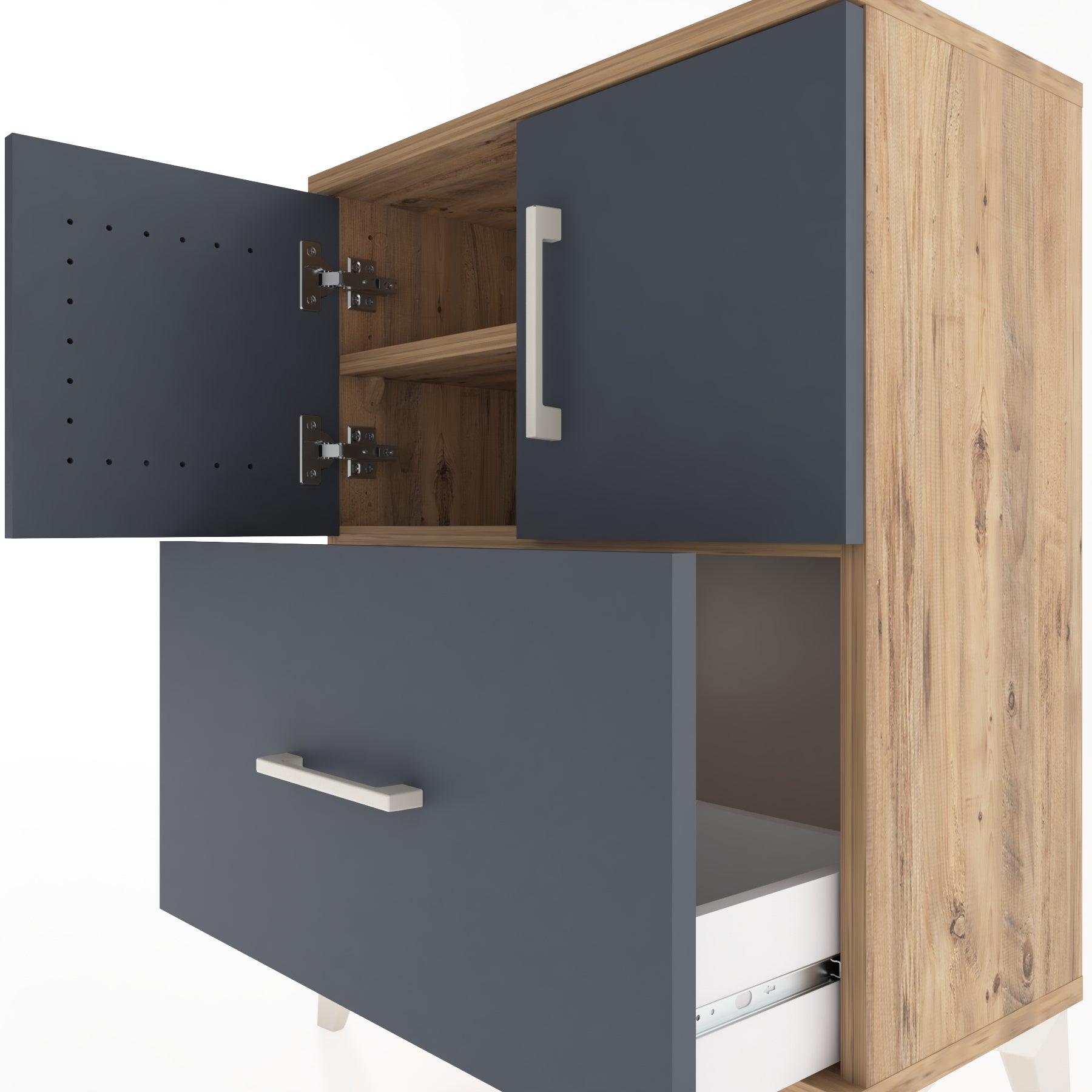 Woodntry Modular Nightstand Pine 60x30x68 cm with Cover and Drawer KC19-3