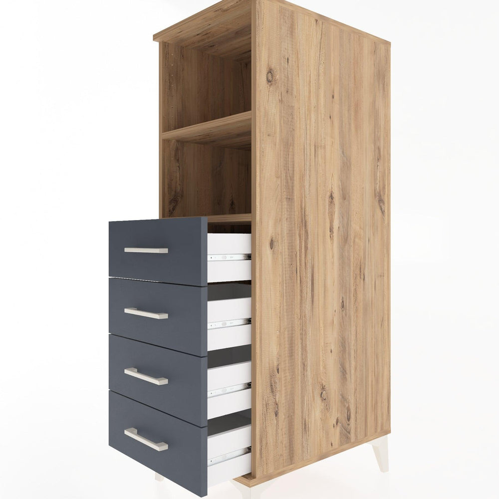 Woodntry Modüler Dolap Çam 44x30x122 cm Çekmeceli ve Raflı CR119-3