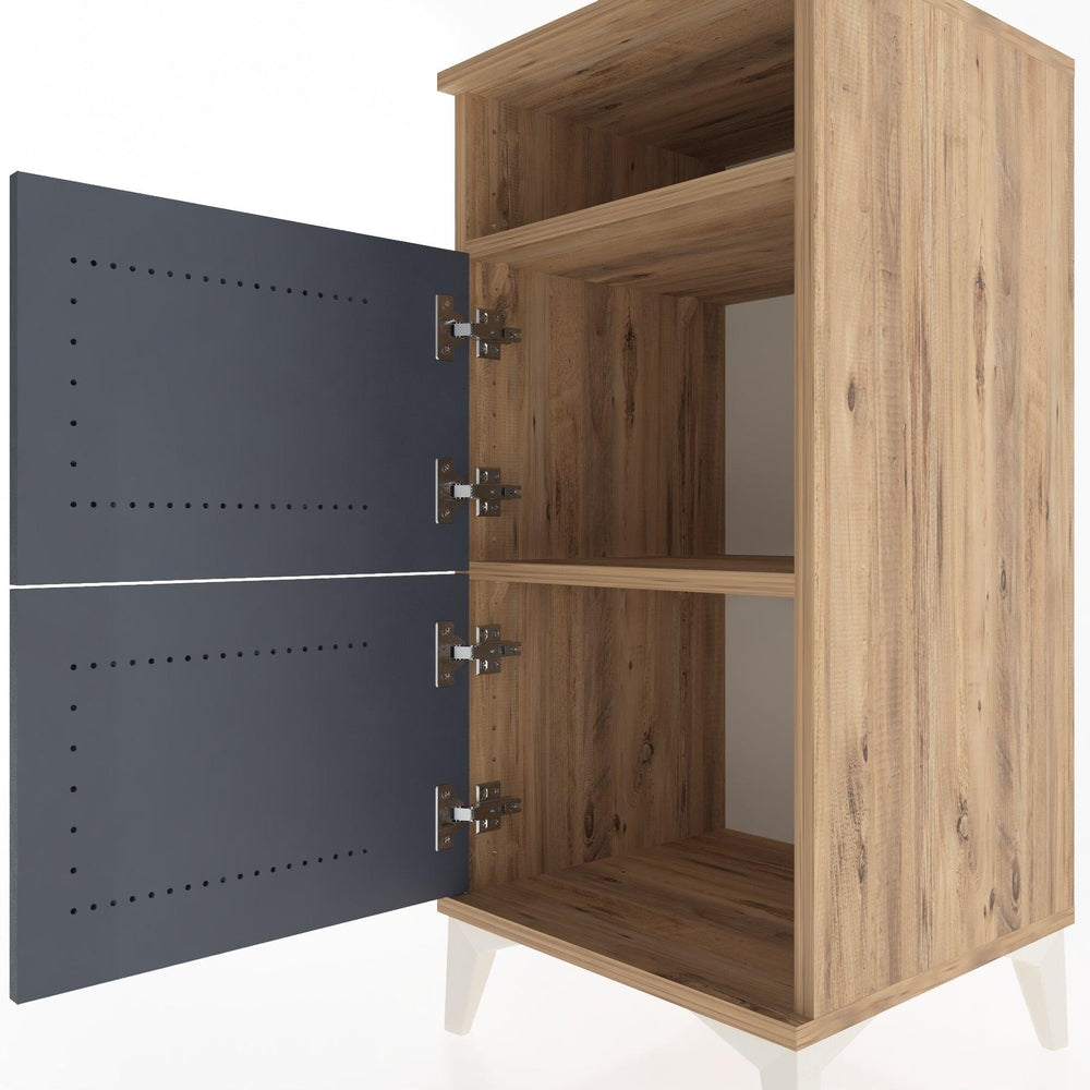 Woodntry Modüler Komodin Çam 44x44x84 cm Kapaklı ve Raflı KR41-3