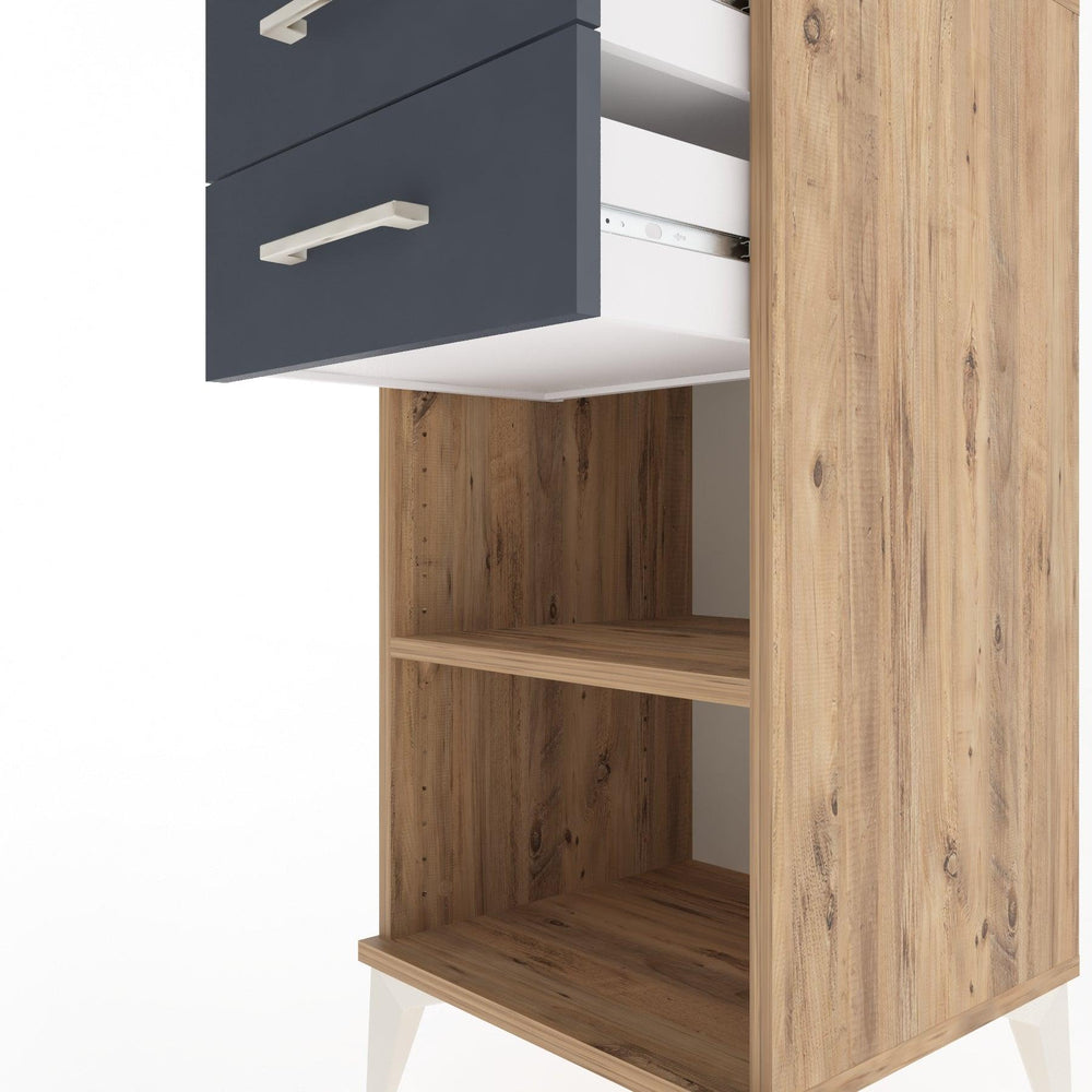 Woodntry Modular Nightstand Pine 44x44x84 cm with Drawers and Shelves CR19-3