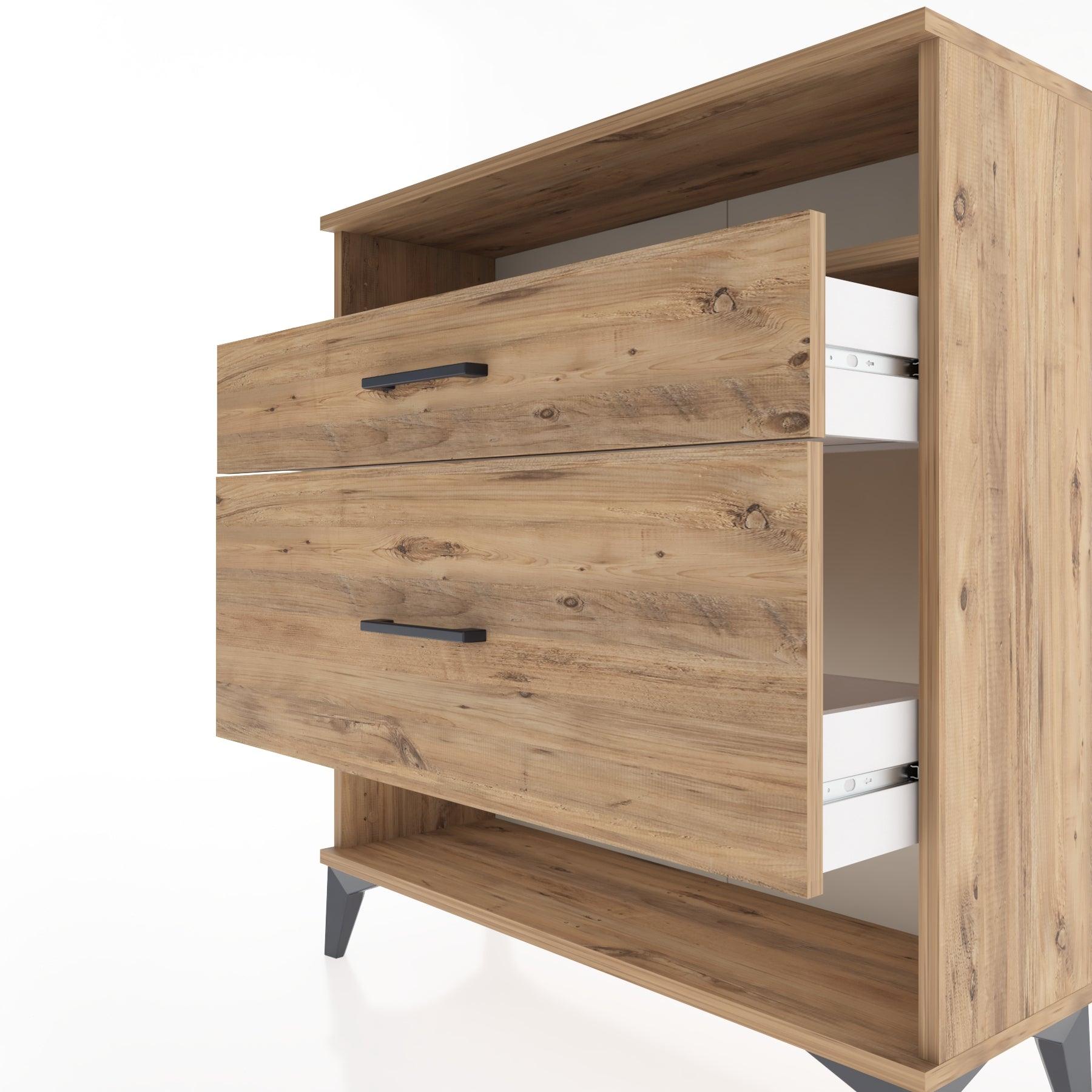 Woodntry Modular Dresser Pine 88x30x84 cm with Drawers and Shelves CR19-3