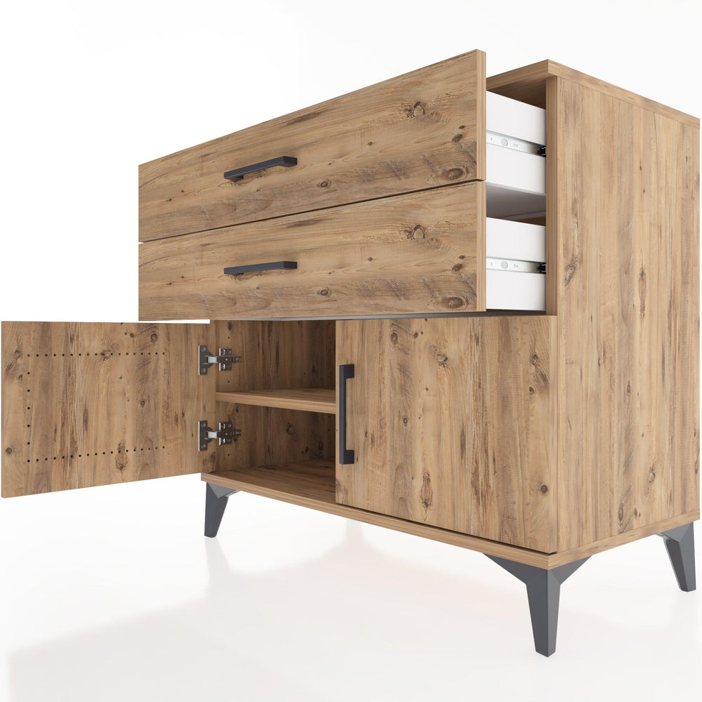 Woodntry Modüler Şifonyer Çam 88x44x68 cm Kapaklı ve Çekmeceli KC19-3