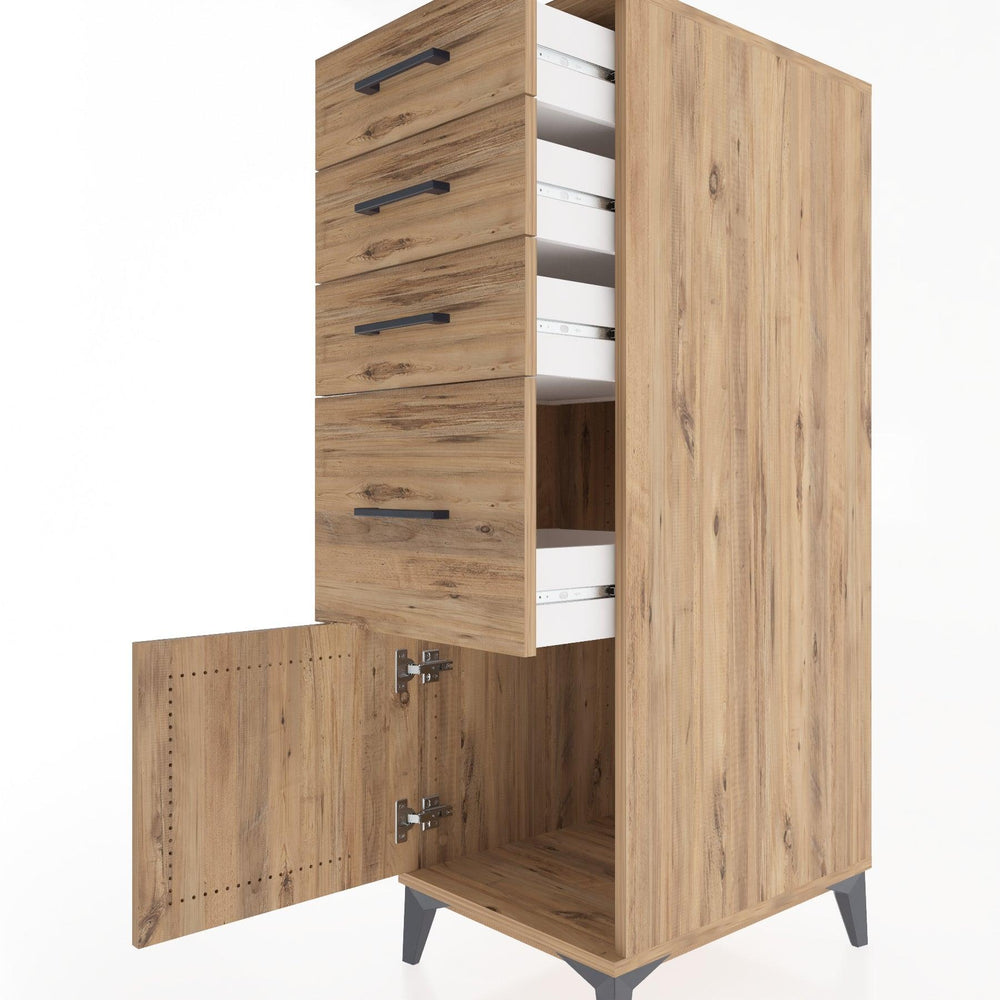 Woodntry Modular Cabinet Pine 44x59x122 cm with Doors and Drawers KC19-3