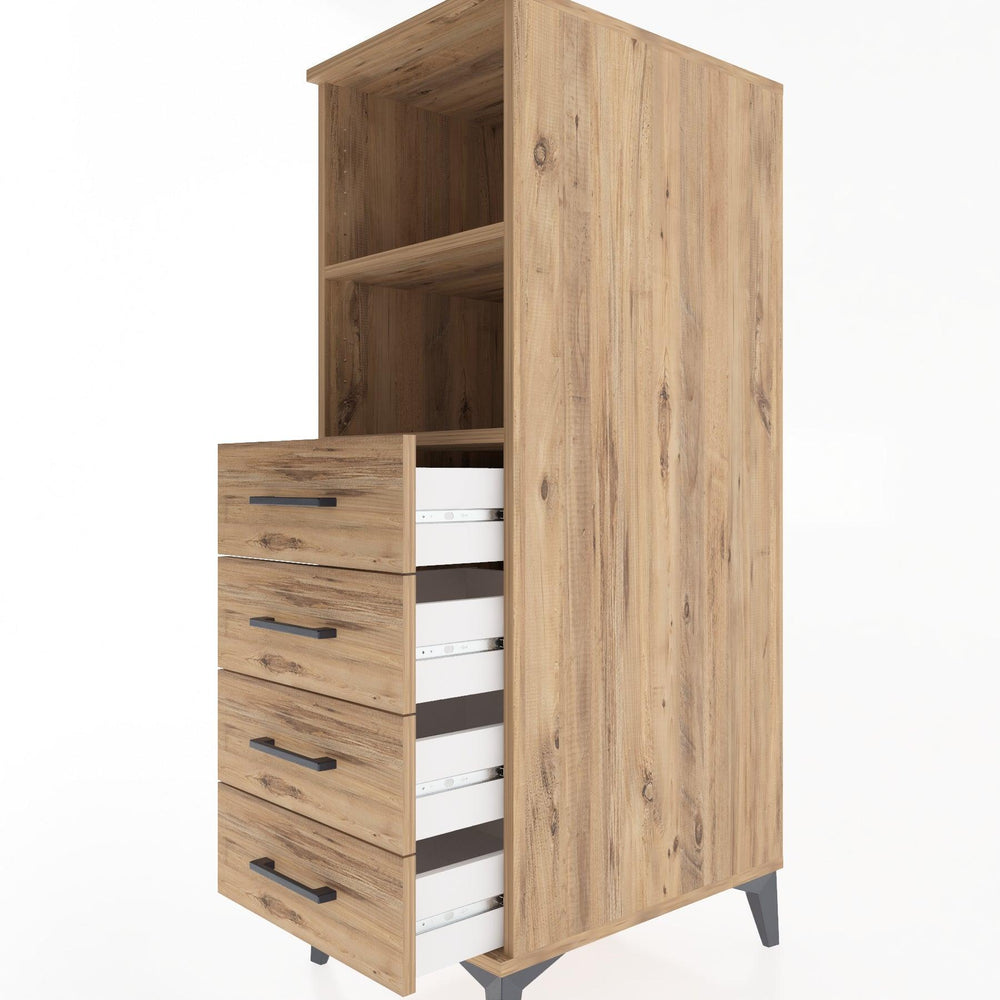 Woodntry Modüler Dolap Çam 44x59x122 cm Çekmeceli ve Raflı CR119-3