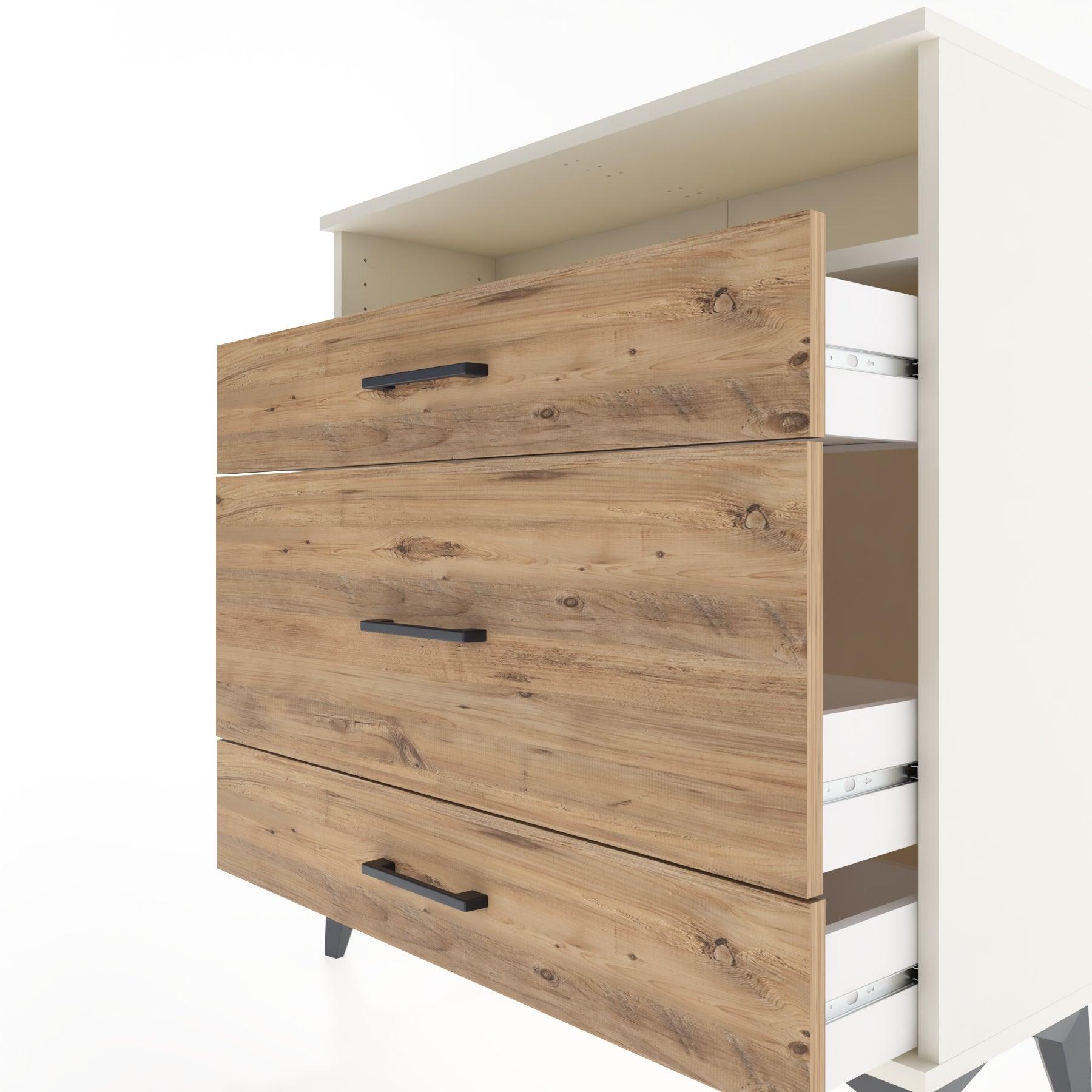 Woodntry Modular Dresser Moonstone 88x30x84 cm with Drawers and Shelves CR20-1