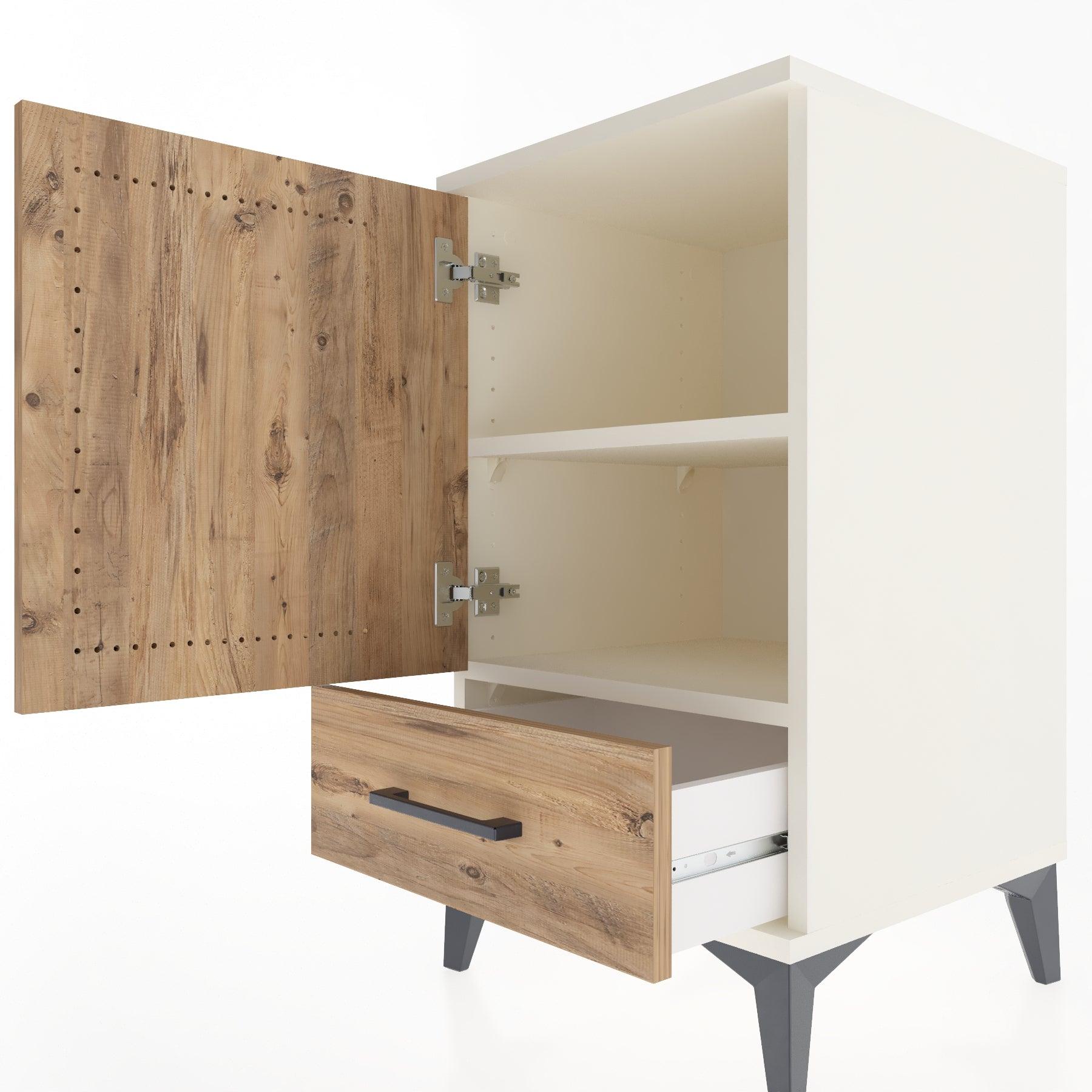 Woodntry Modular Nightstand Moonstone 44x44x68 cm with Cover and Drawer KC20-1