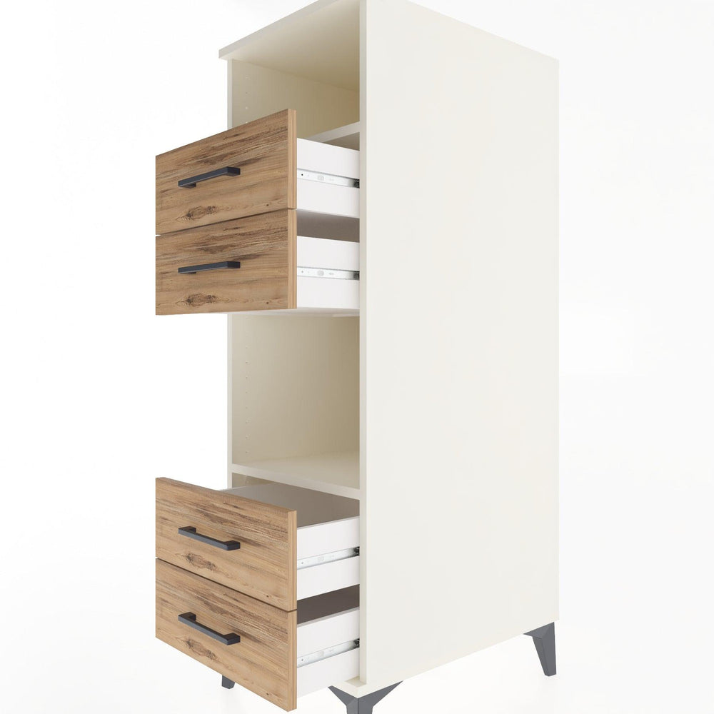 Woodntry Modüler Dolap Aytaşı 44x59x122 cm Çekmeceli ve Raflı CR120-1