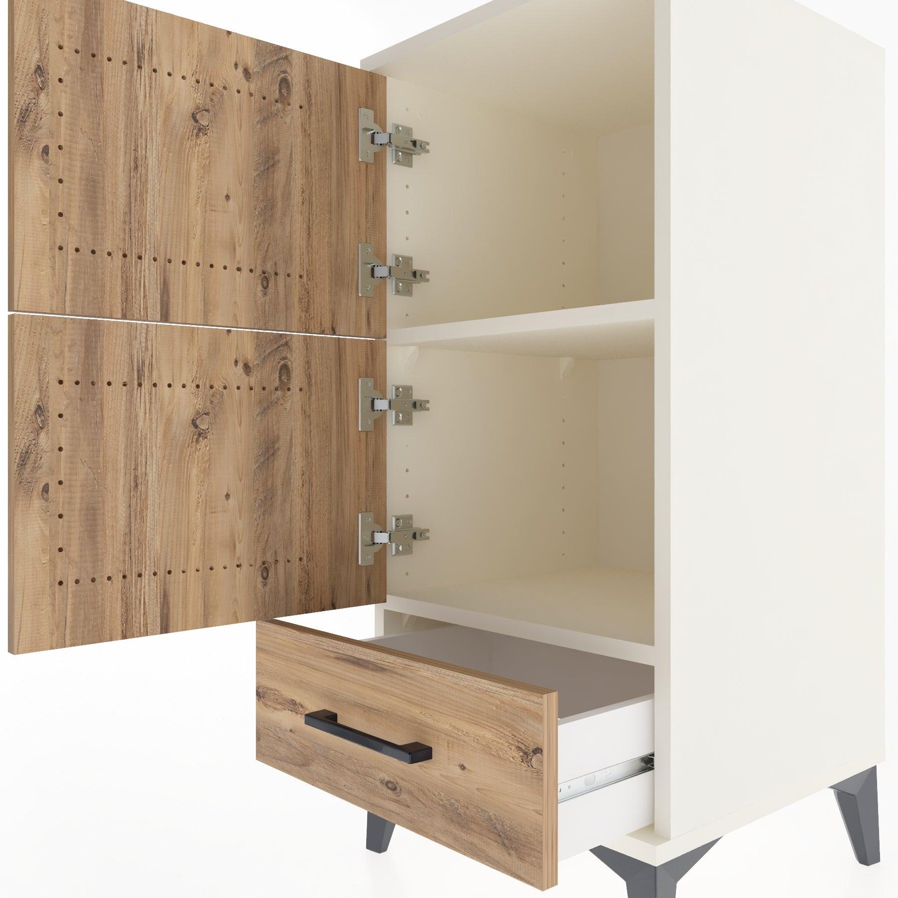 Woodntry Modular Nightstand Moonstone 44x44x84 cm with Cover and Drawer KC42-1