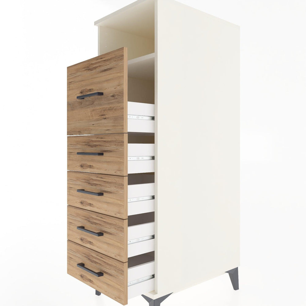 Woodntry Modüler Dolap Aytaşı 44x30x122 cm Çekmeceli ve Raflı CR20-1